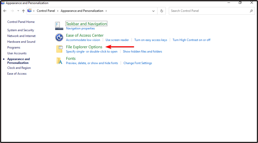 file explorer windows options