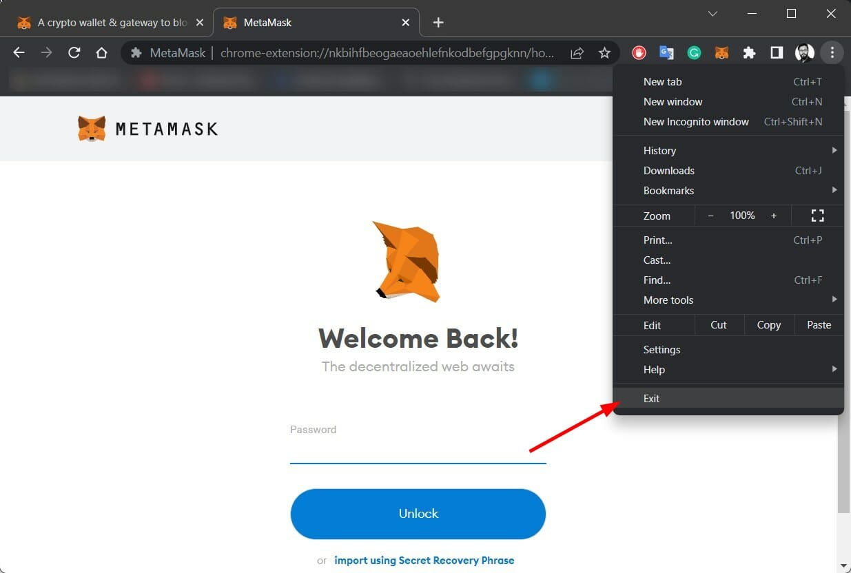 restart browser