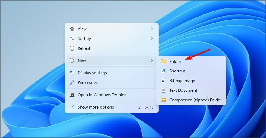 create new folder desktop
