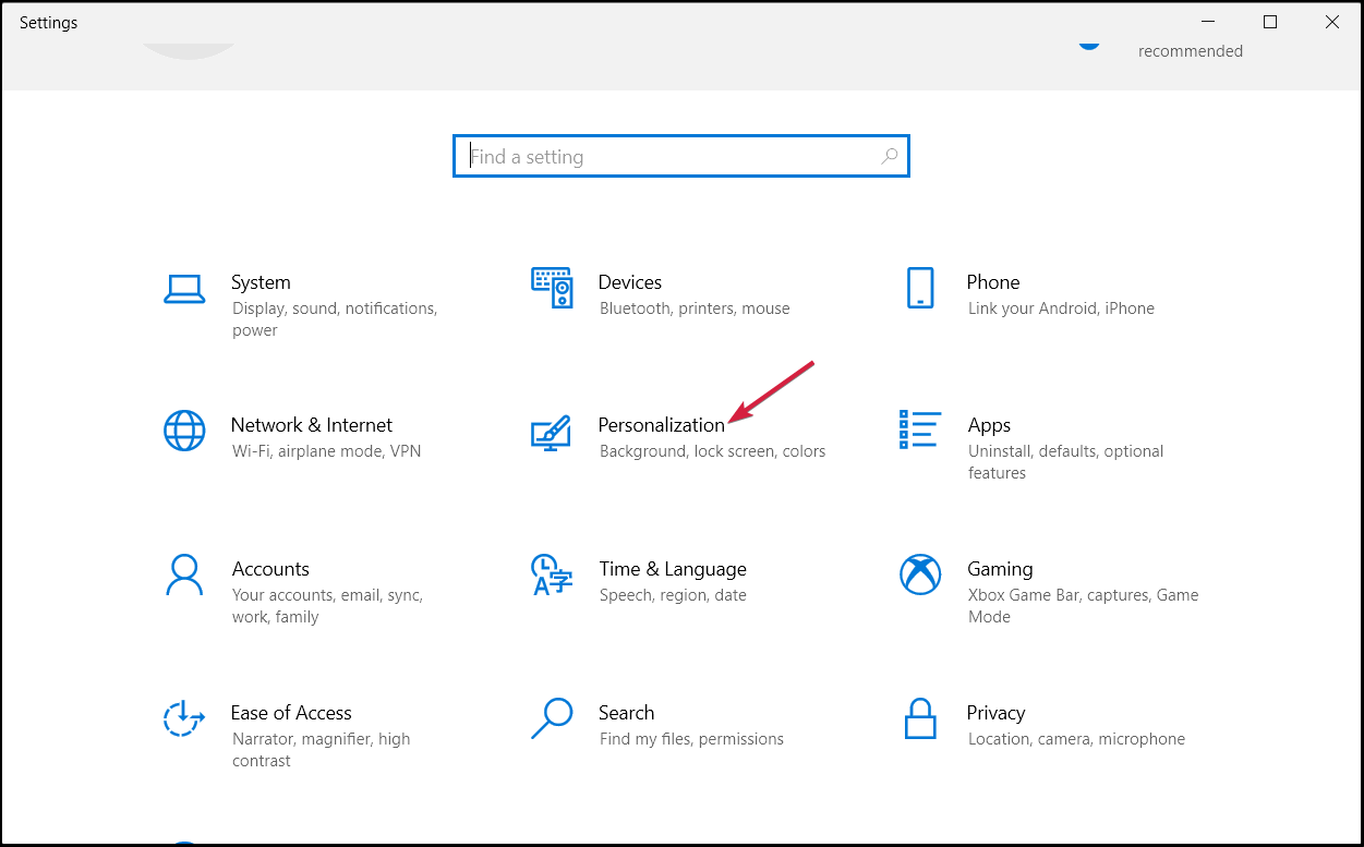 personalization windows 10 settings