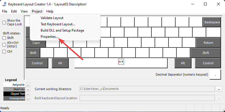  Properties option keyboard layout windows 11