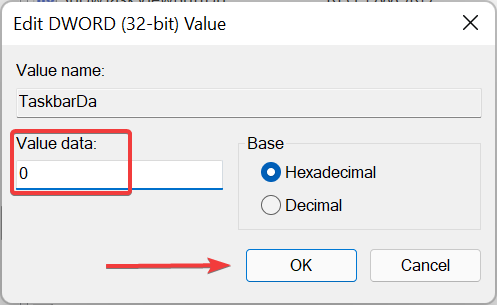Change value data to 0