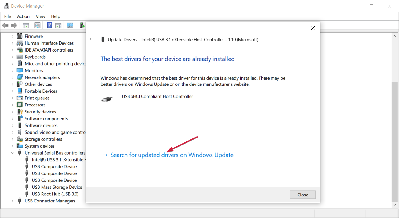 search for updated drivers windows 10