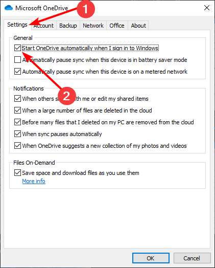 settings  onedrive shared folder not syncing