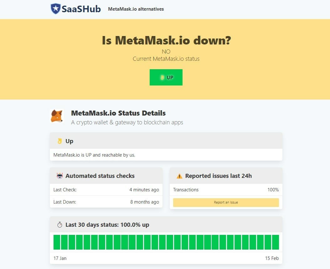 metamask status page