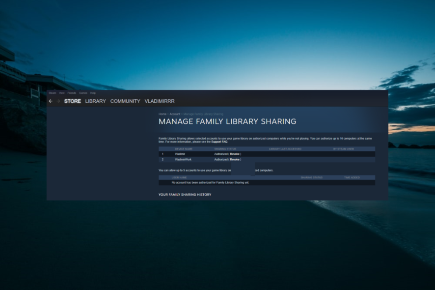 steam family sharing not working