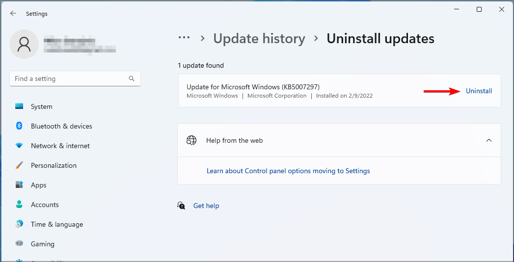 how to uninstall windows 11 update button