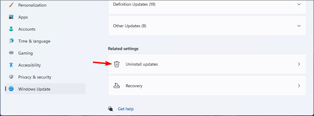 how to uninstall update in windows 11 settings
