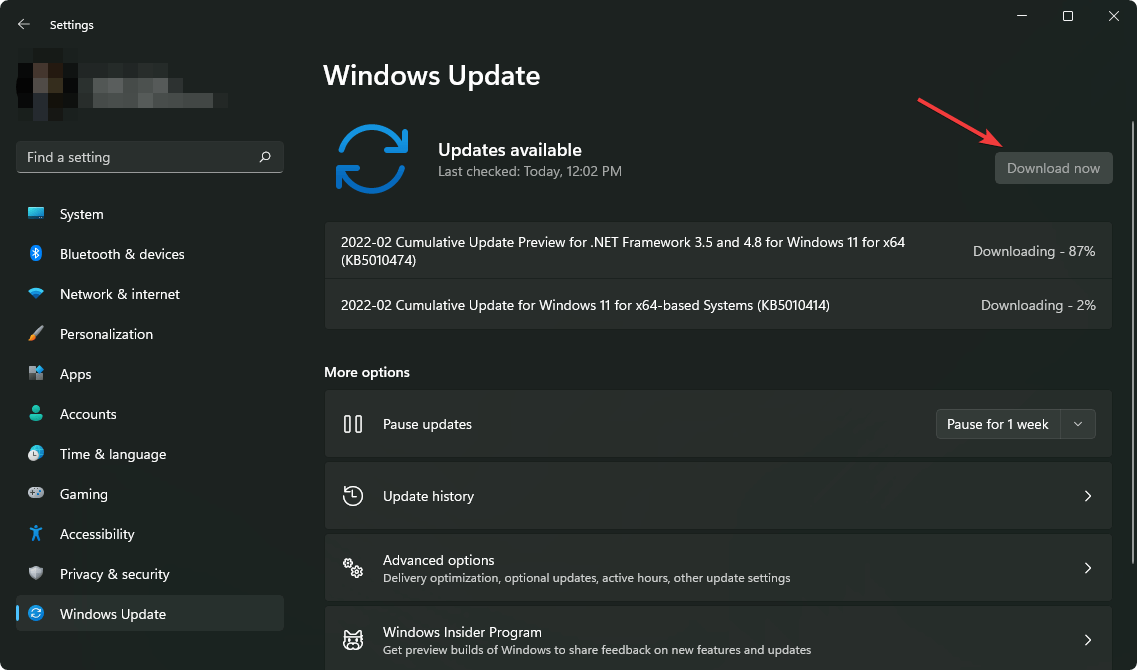updating windows