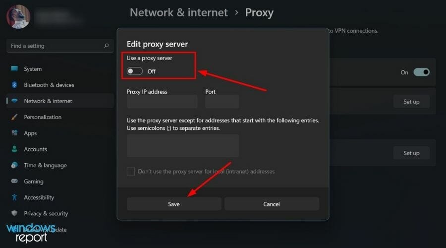 Use a proxy server off