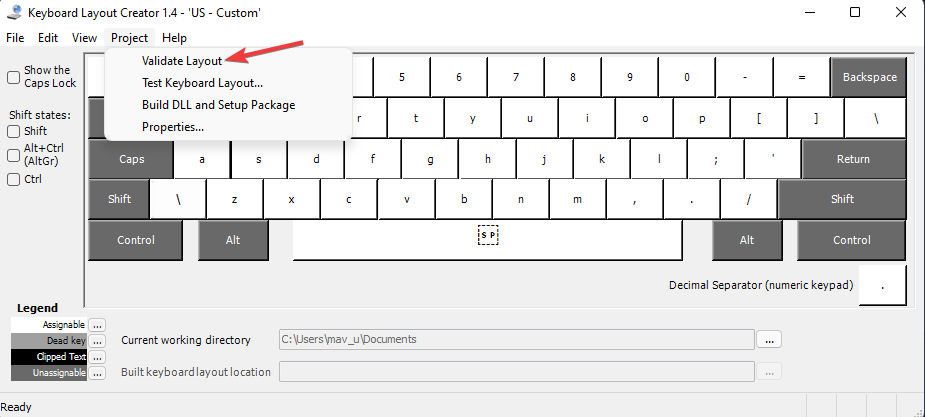 Validate Layout option keyboard layout windows 11