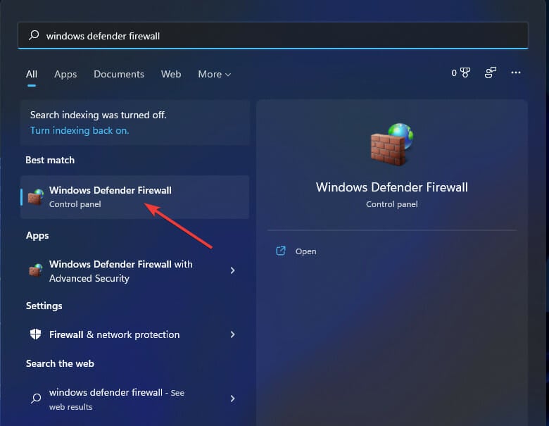 Windows Defender Firewall search windows 11 mail app not working
