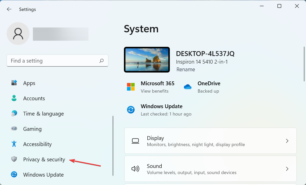 Privacy & Security to fix dell xps microphone not working