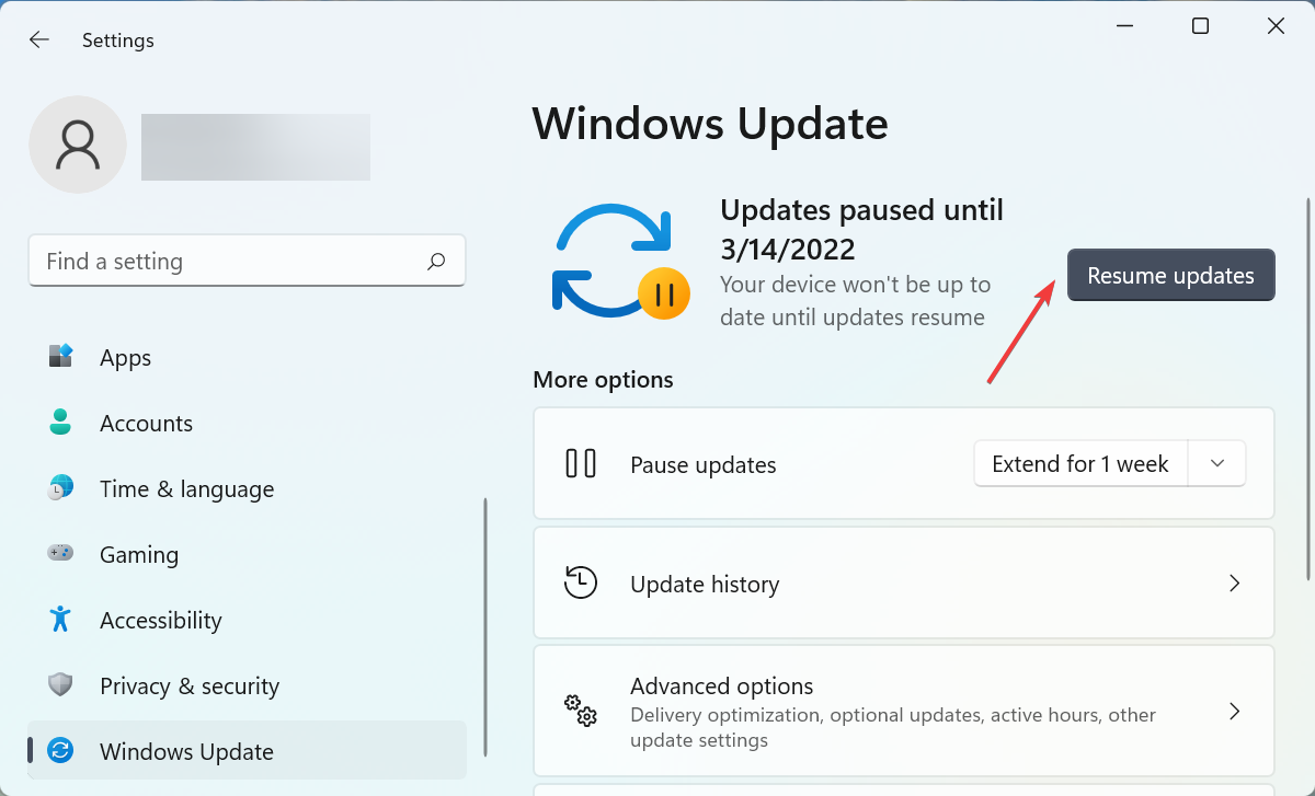Resume update to fix windows 11 update error 0x8024a205