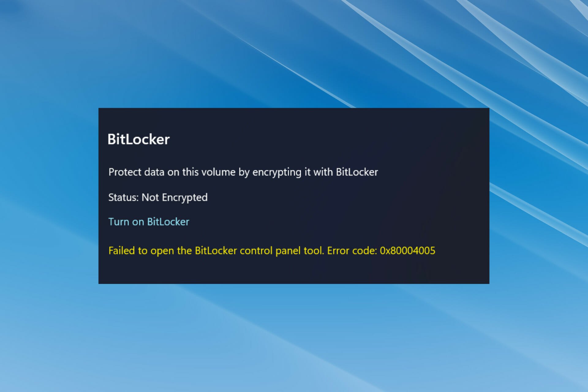 Fix Failed to open BitLocker control panel tool error in Windows 11