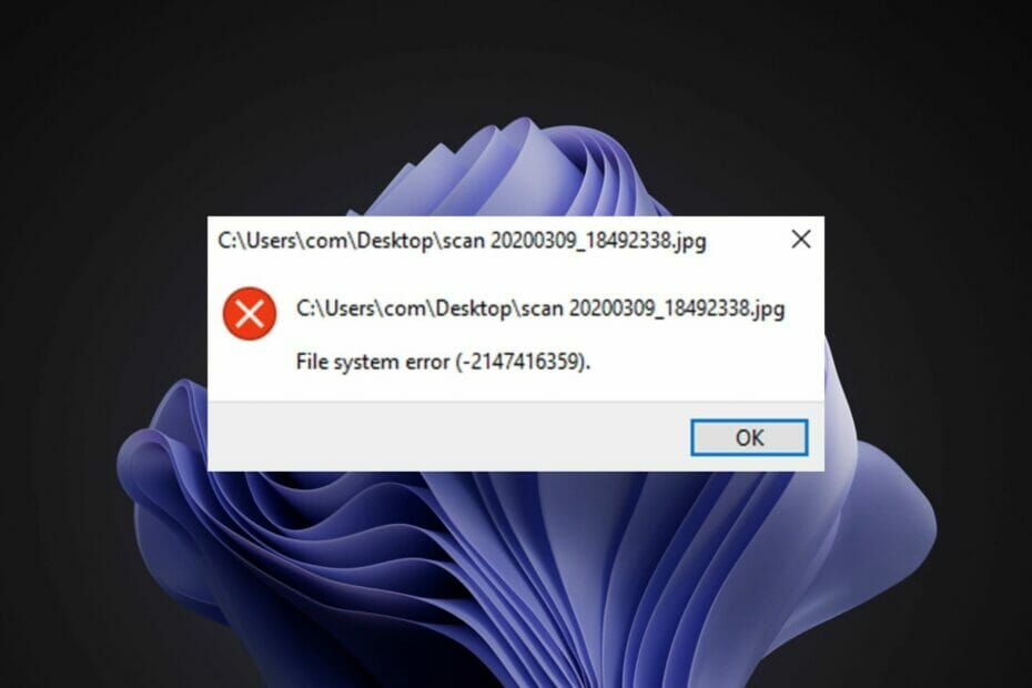 file system error (-10737 windows 11