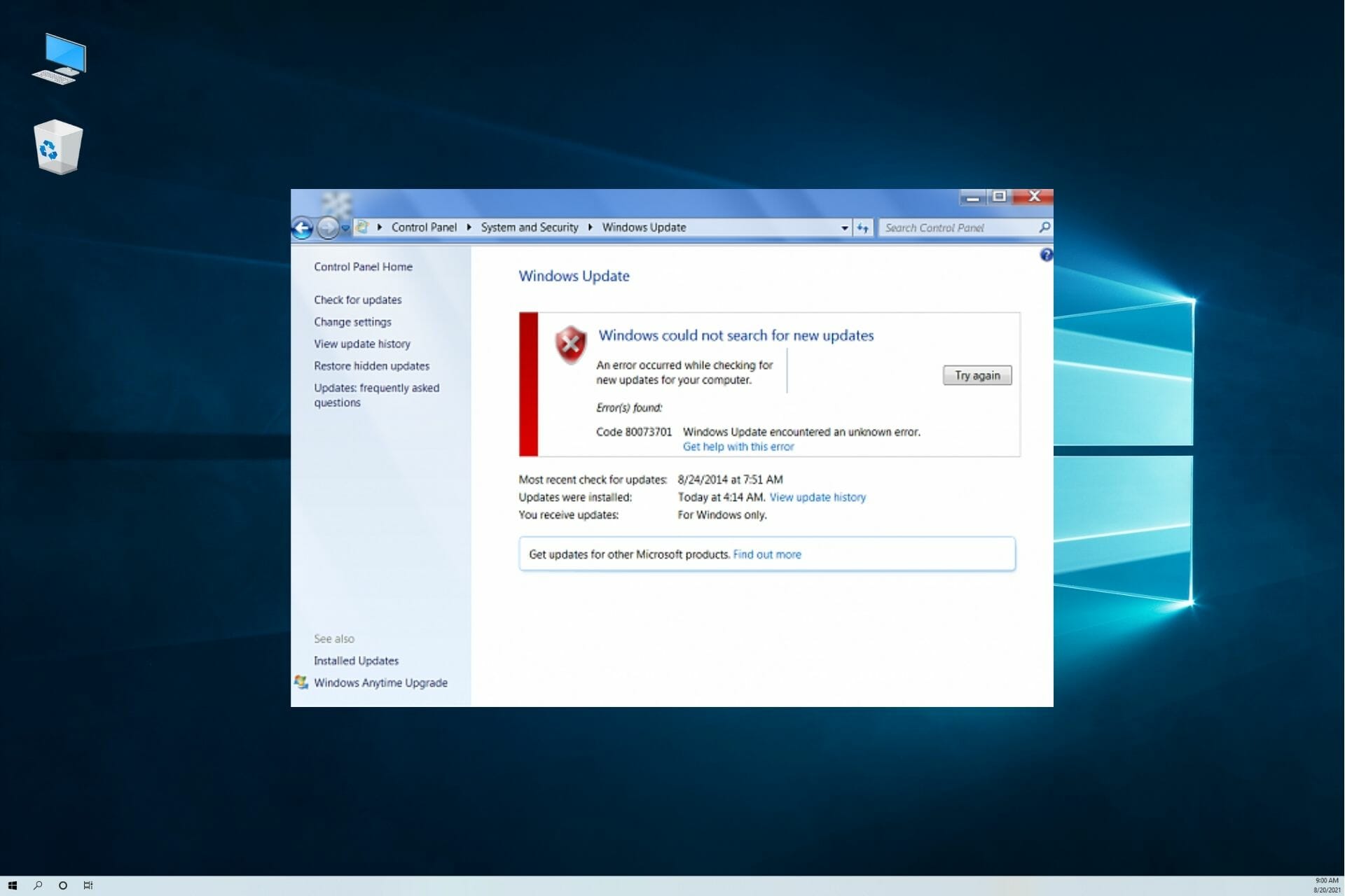 How to fix Windows Update error 80073701