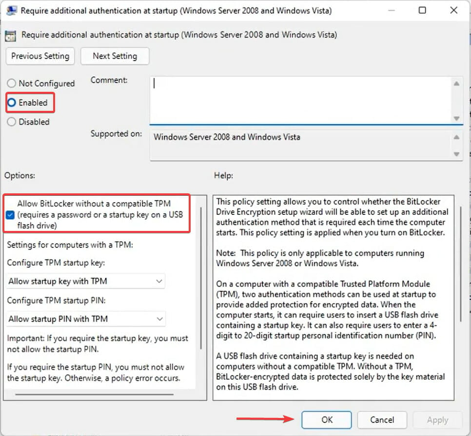Enable policy to fix Failed to open BitLocker control panel tool Windows 11