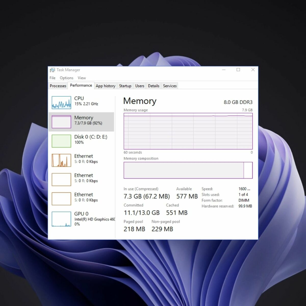 How many GB RAM does Windows 11 use?