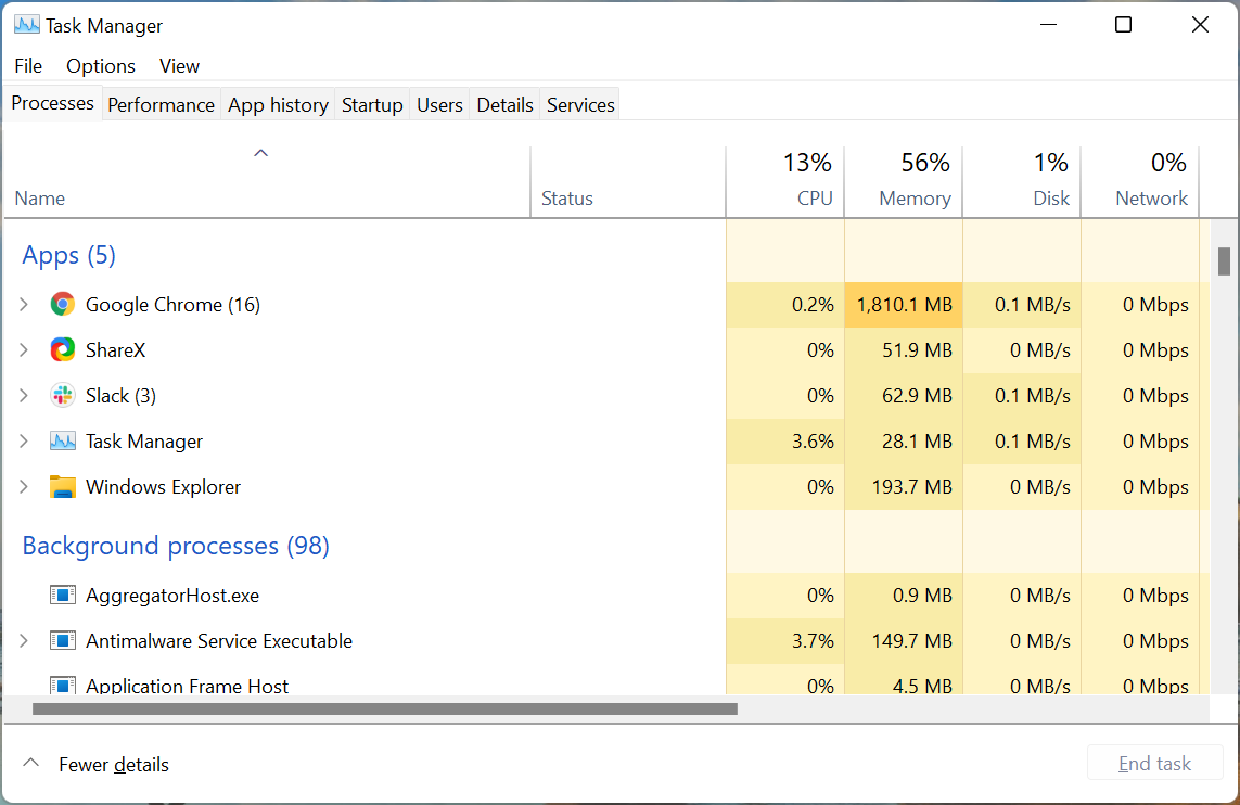 Task Manager to fix windows 11 pinned apps not showing