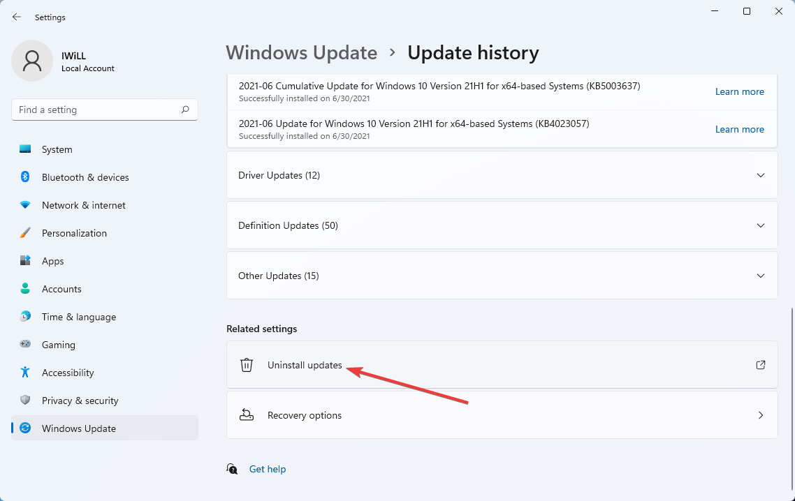Unistalling updates to fix windows 11 l2tp vpn not working