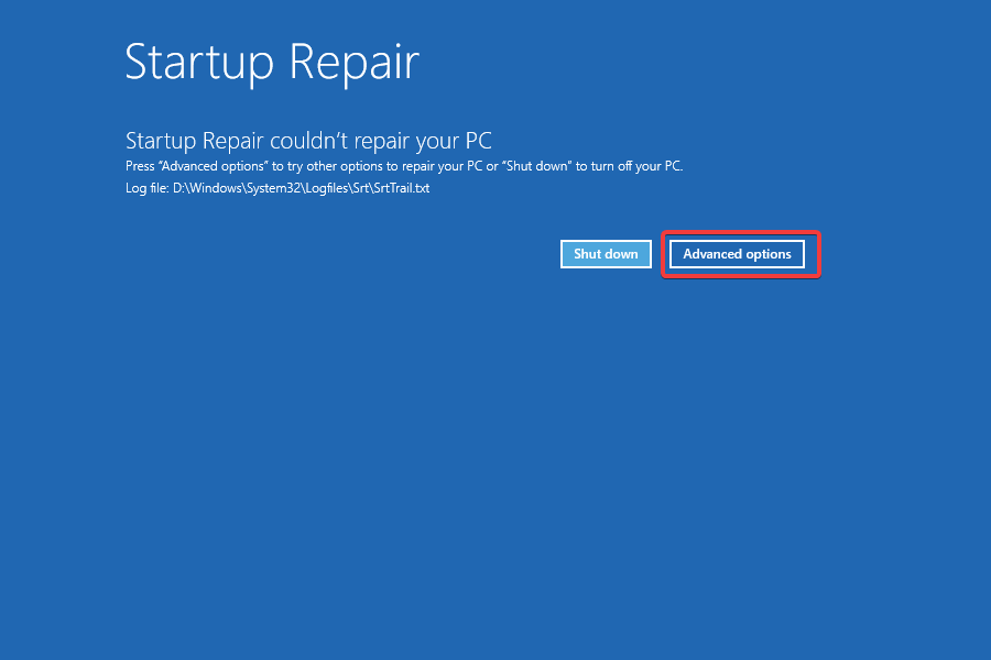 Advanced options to fix windows 11 drivers not found
