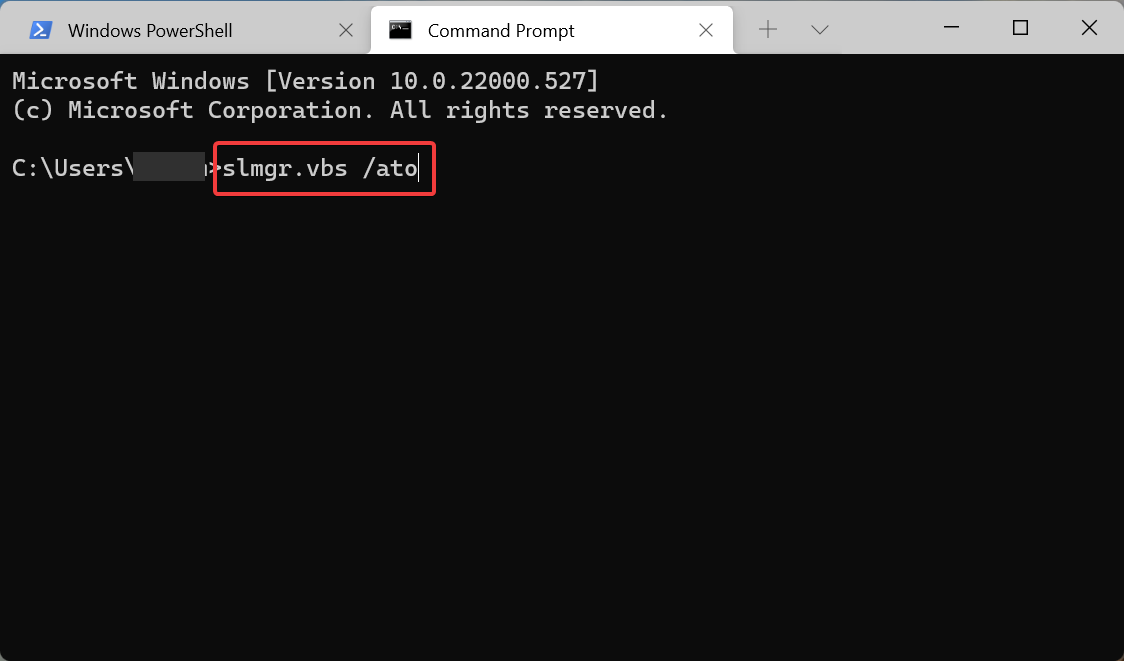 Execute command to fix windows 11 activation error 0xc004c060