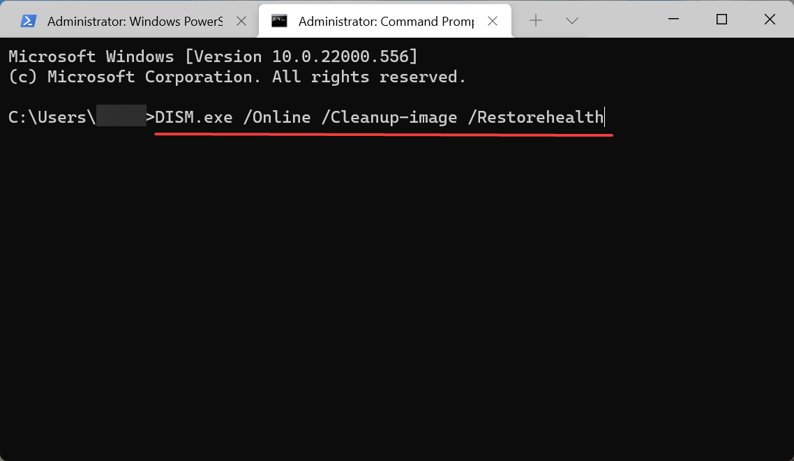 Run DISM to fix Failed to open BitLocker control panel tool Windows 11