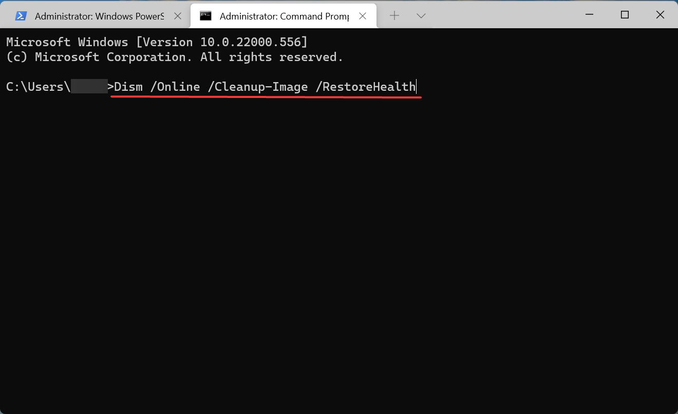 DISM tool to fix alt tab not working windows 11