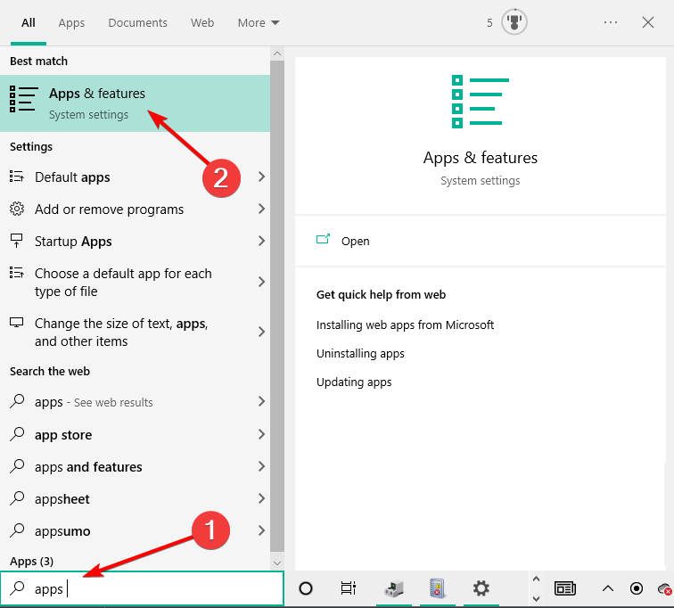 apps-features microsoft office not opening