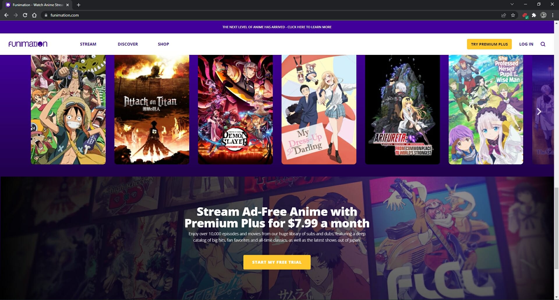 Google Chrome for streaming anime on Funimation.