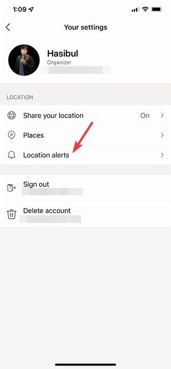 clicking location alert