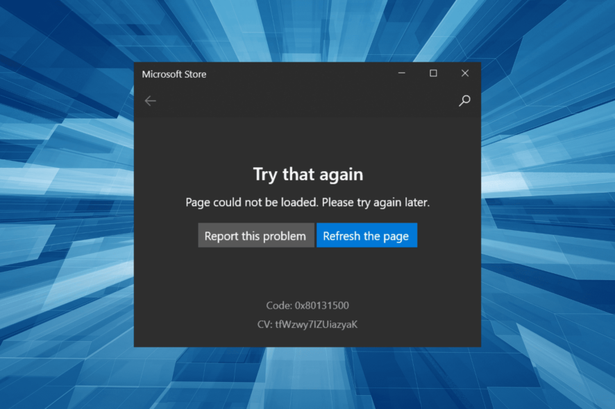 fix error code: 0x80131500 in Microsoft Store