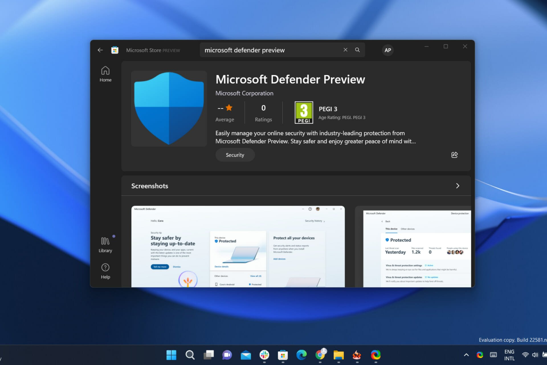 Você pode baixar o Windows Defender?