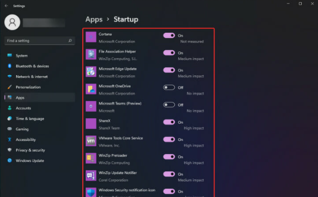 disable startup apps windows 11 tweaks