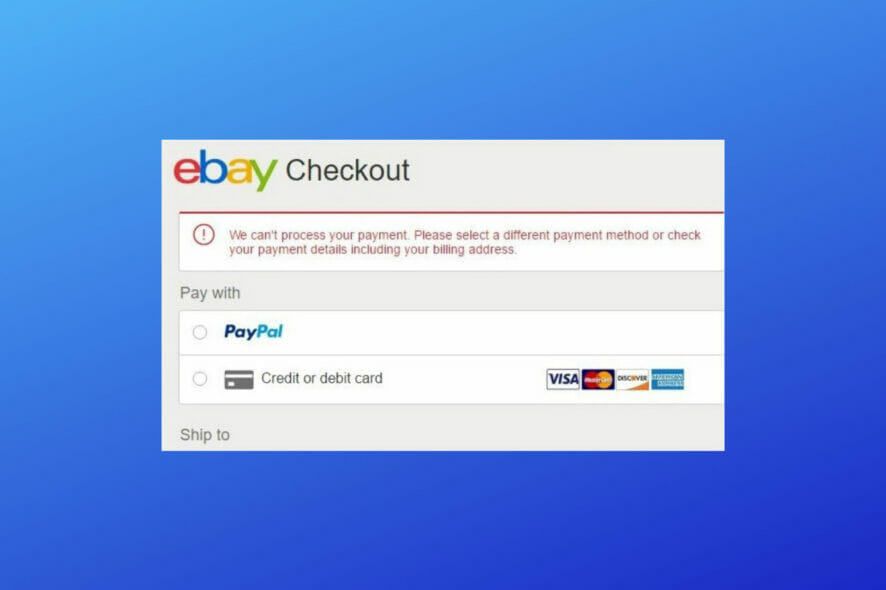 ebay won't accept payment