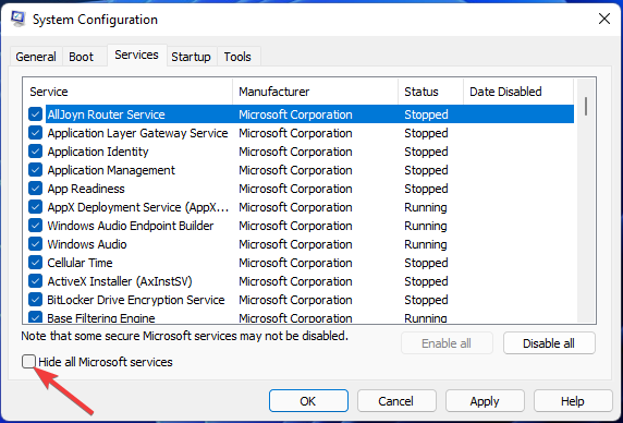 Hide all Microsoft services option logitech g hub windows 11 not working
