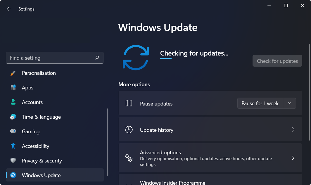 check for updates error 0x80004005 windows 11
