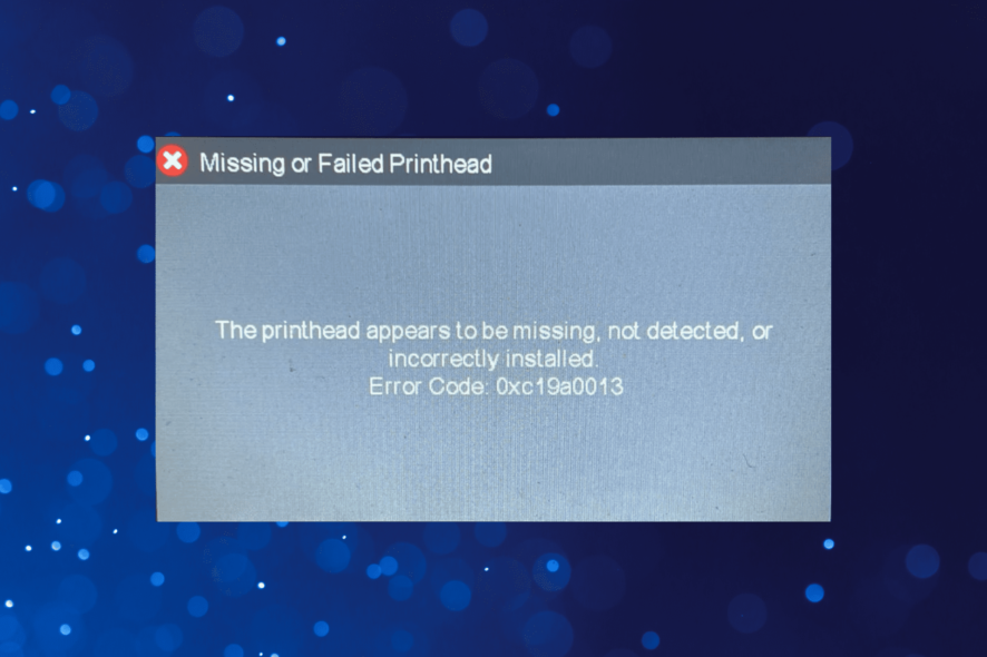 fix missing or failed printhead errors