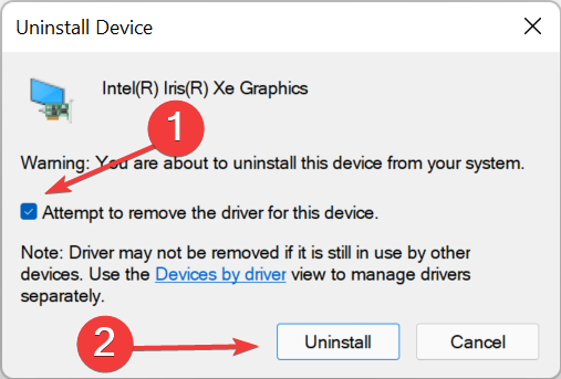 Attempt to remove the driver for this device