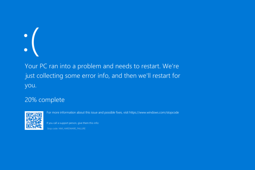 nmi-error nmi hardware failure windows 10