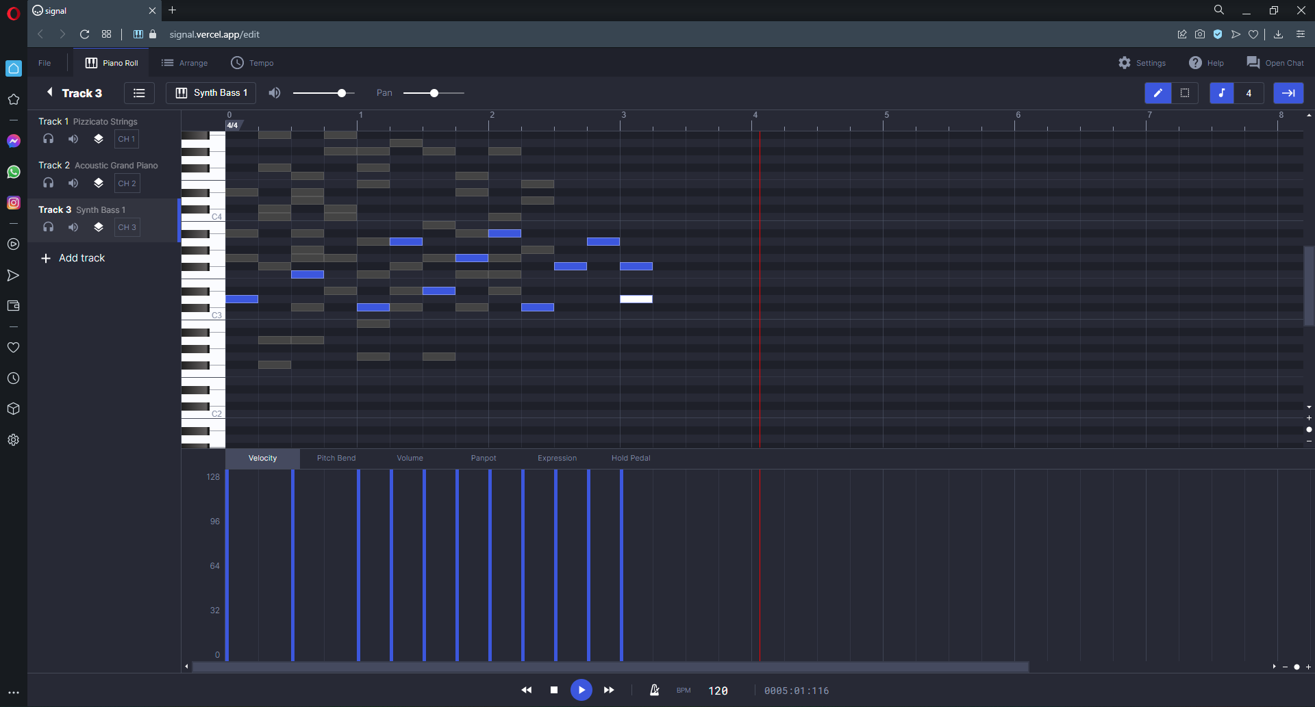 Signal MIDI editor for beat making