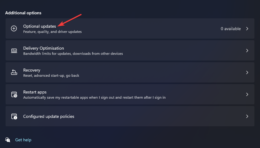 The Optional updates option logitech g hub windows 11 not working