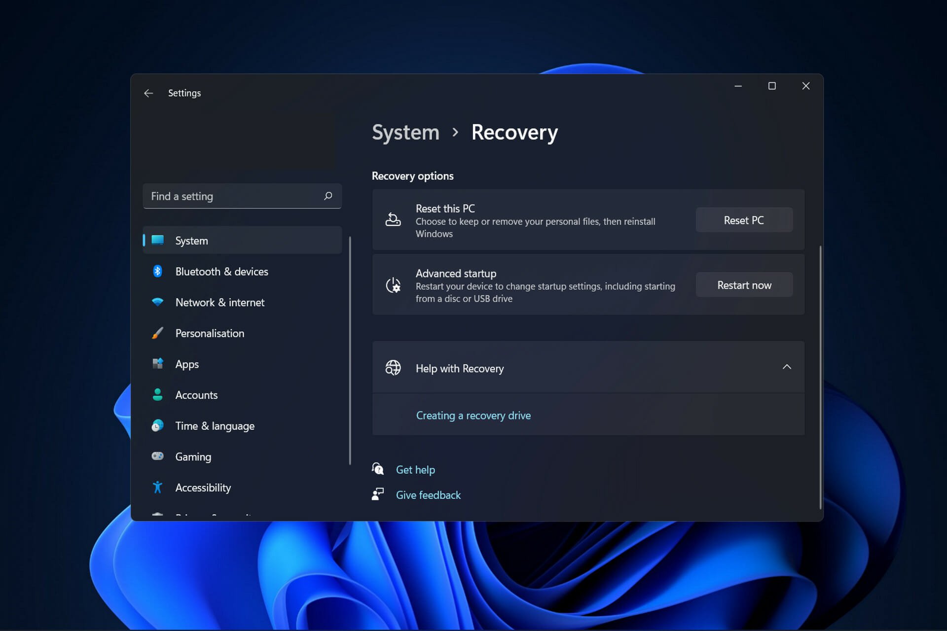 How to enter recovery mode in Windows 11