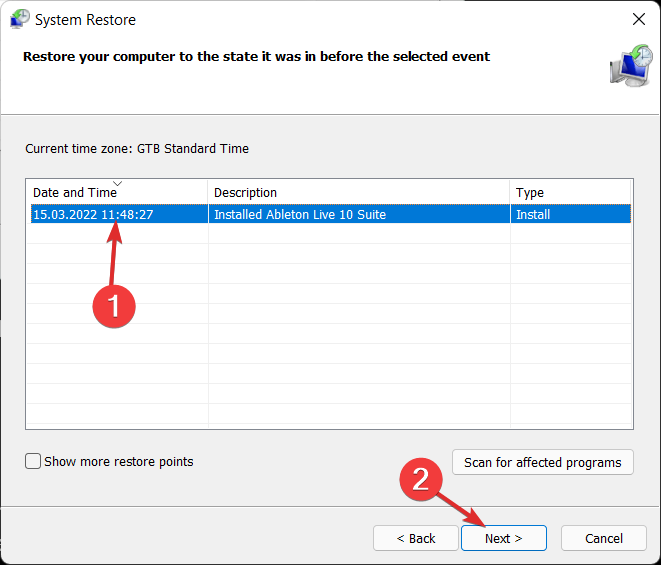 restore-point windows 11 error system thread exception not handled