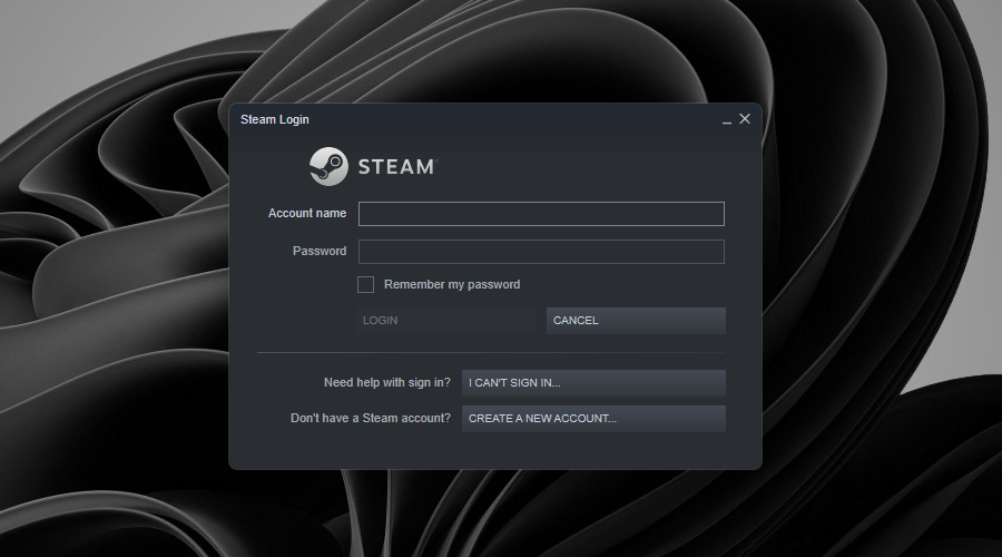 5: Steam Login, standard username and password entry