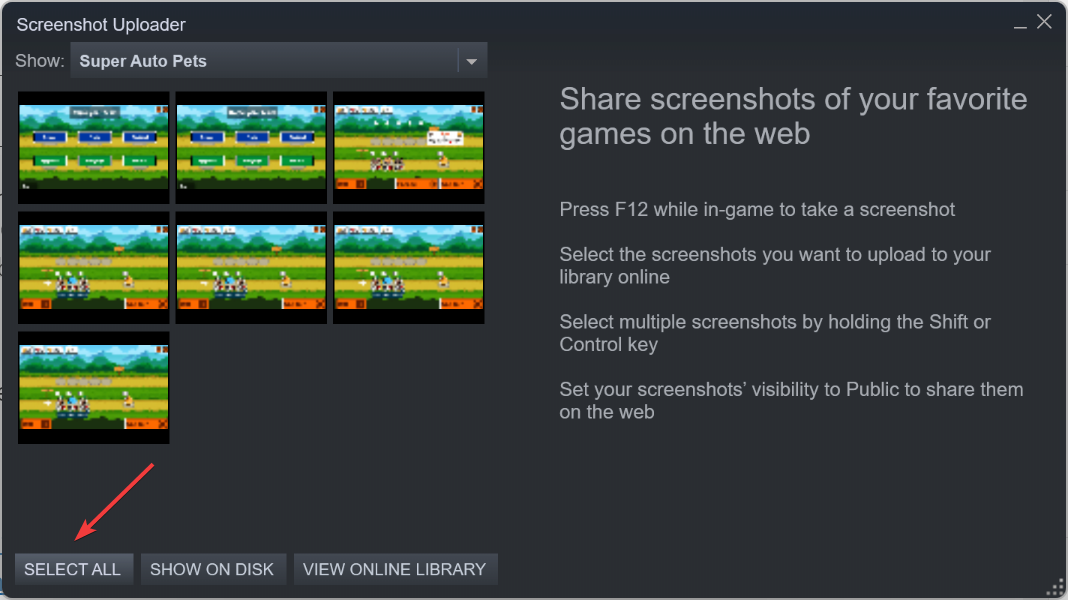 Select all steam screenshot folder