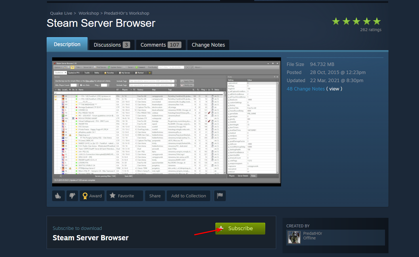 subscribe steam server browser
