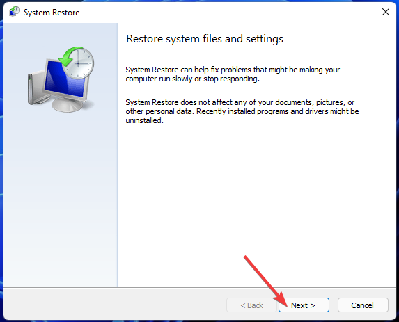 The System Restore tool windows 11 activation error 0x87e10bc6