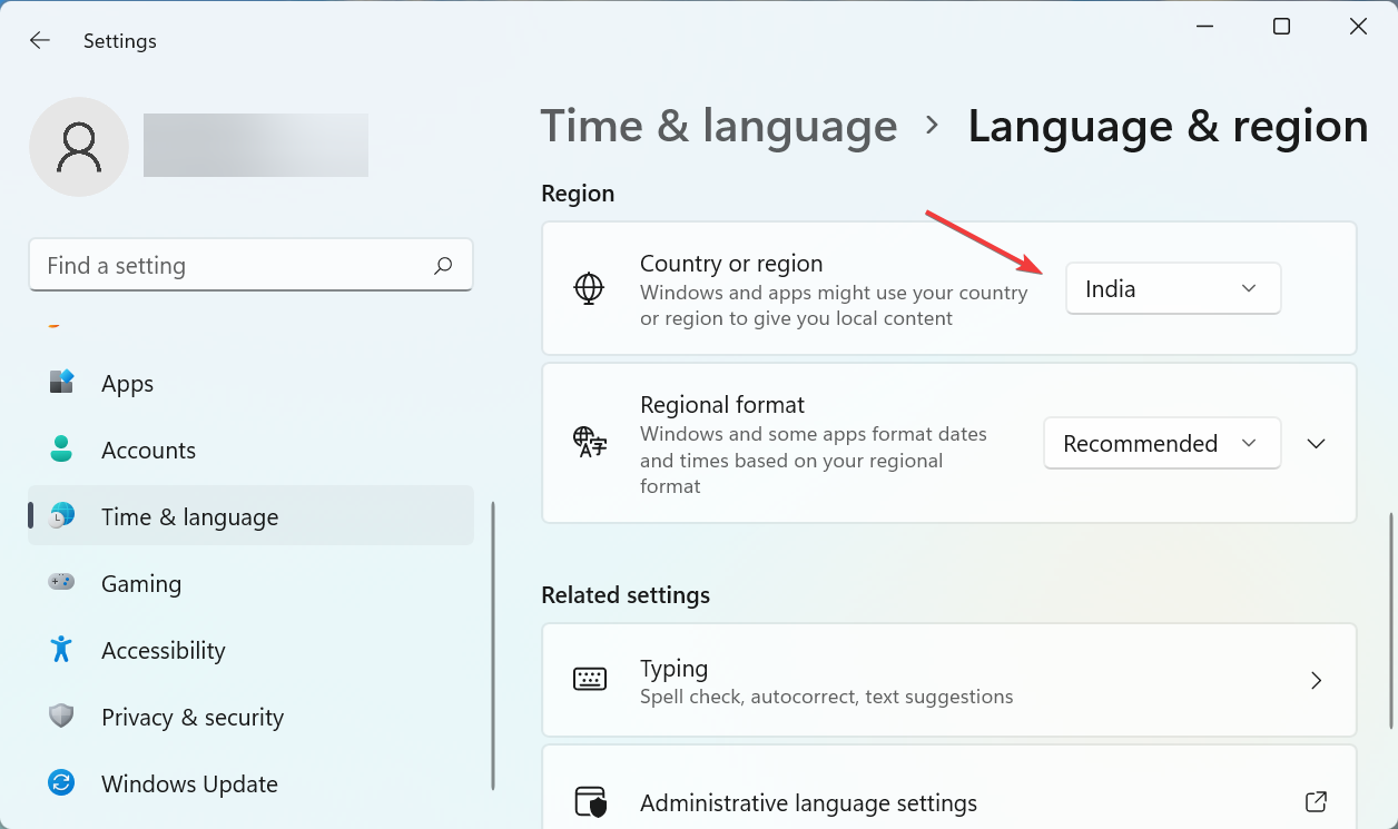 Change region to fix Click on Language & region on the right.